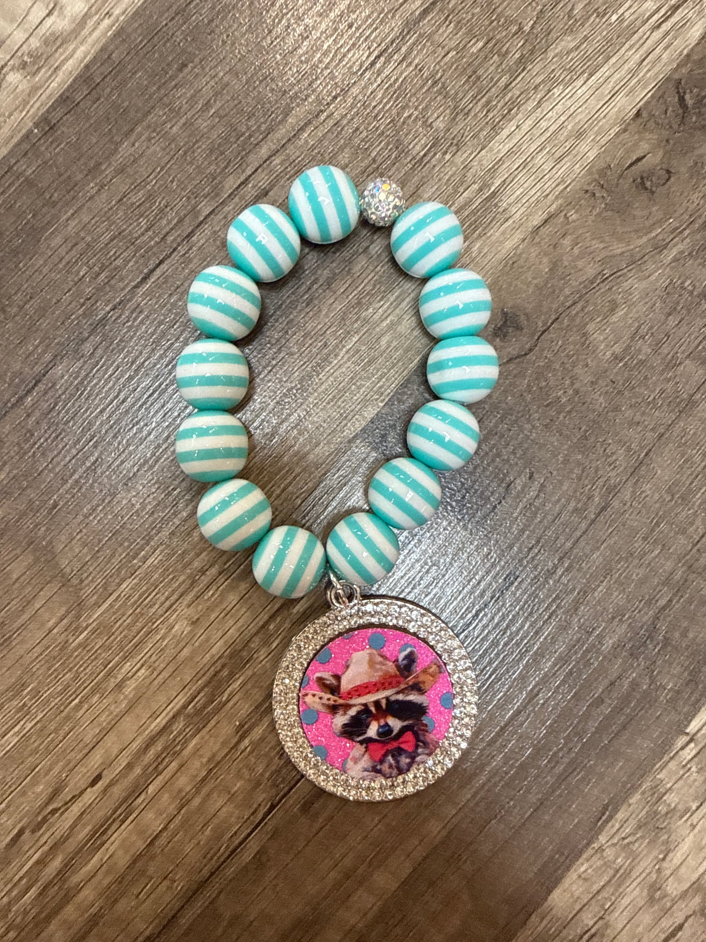 DSP Single Stretch Bracelet with Raccoon Turquoise Stripe