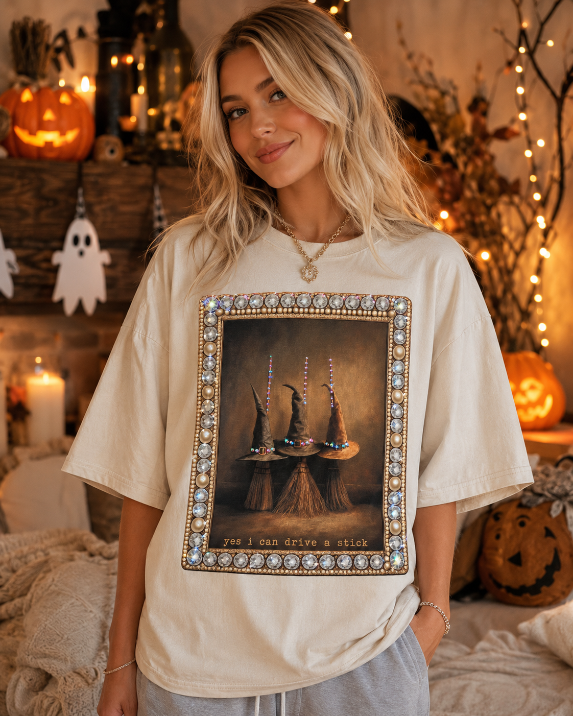 Yes I Can Drive A Stick Cream Graphic Tee 2034