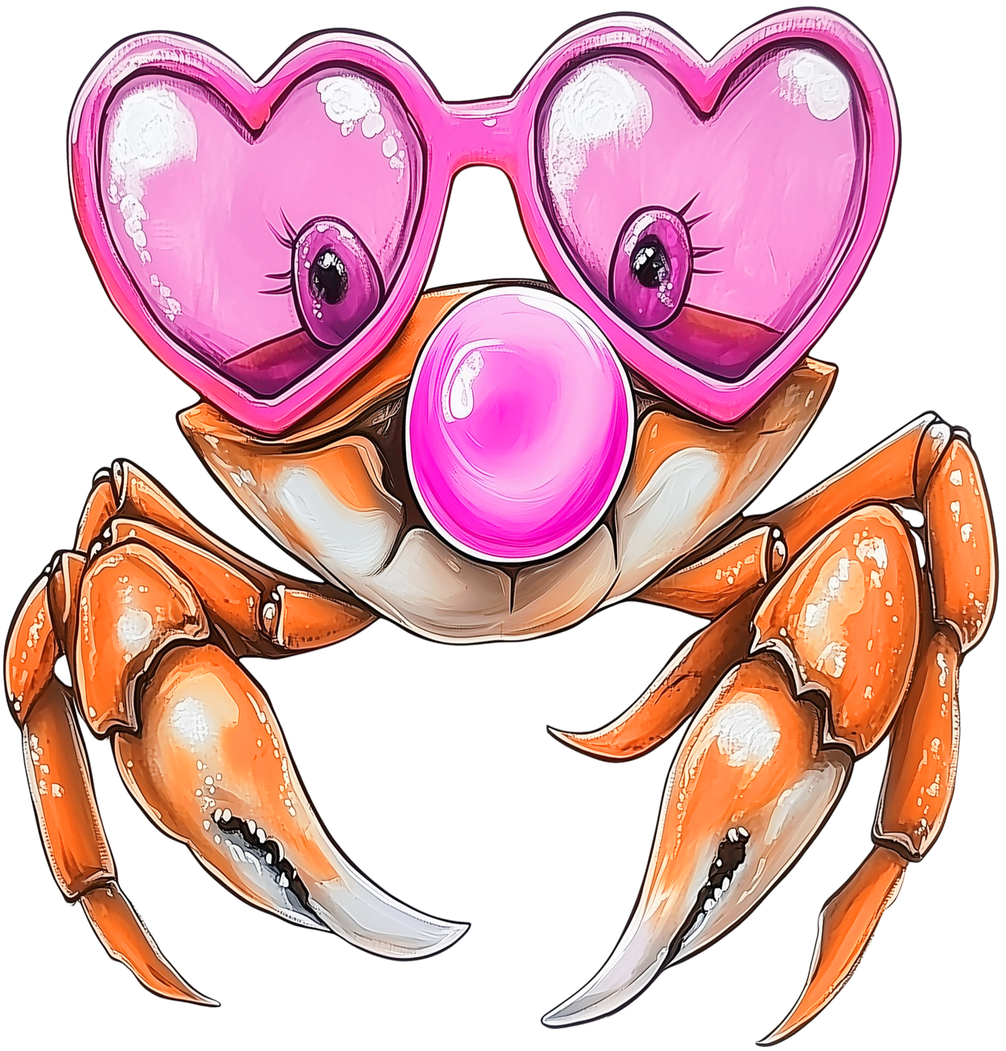 Heart Crab Glasses Cream Graphic Tee
