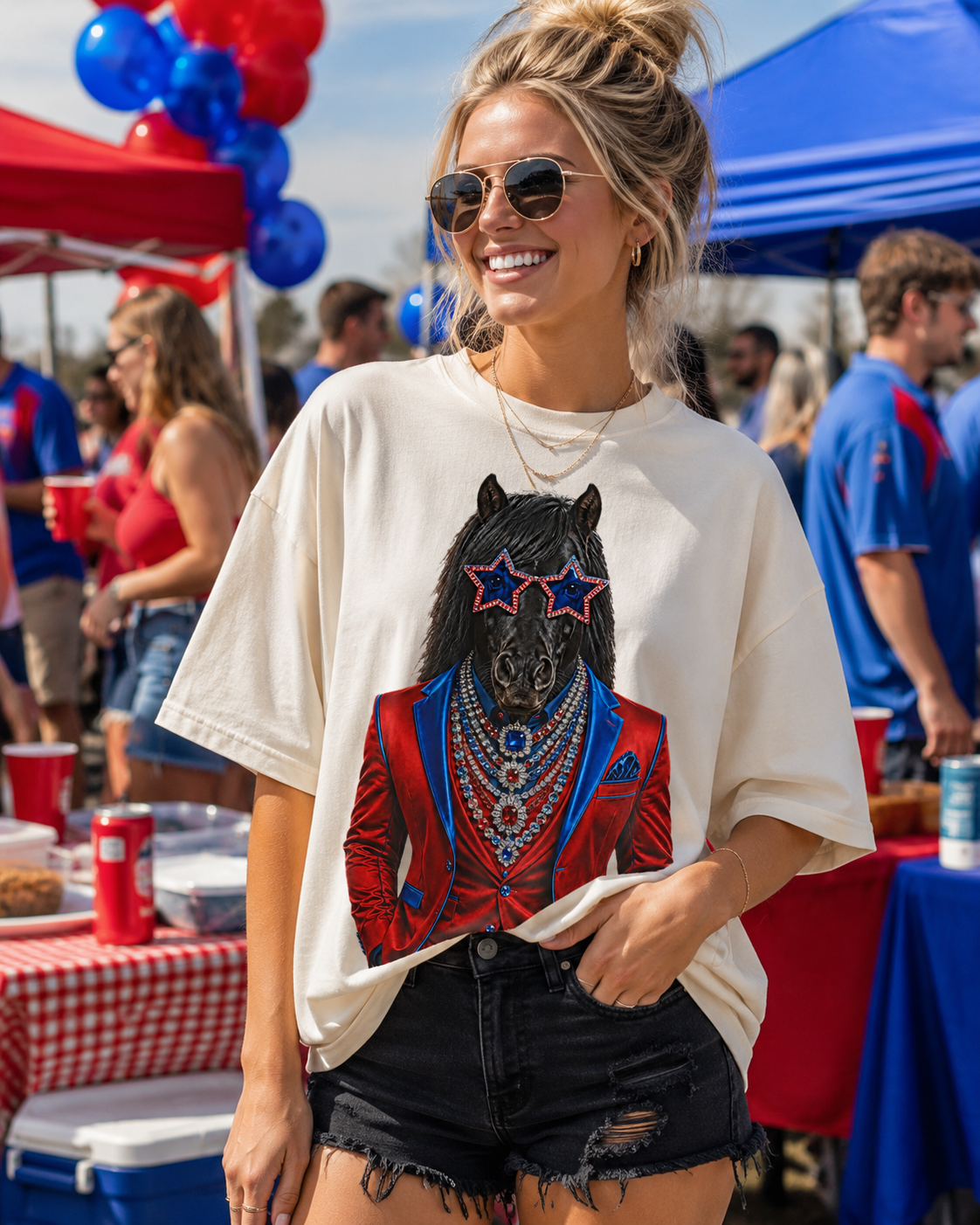 Gameday Mustang Cream Graphic Tee