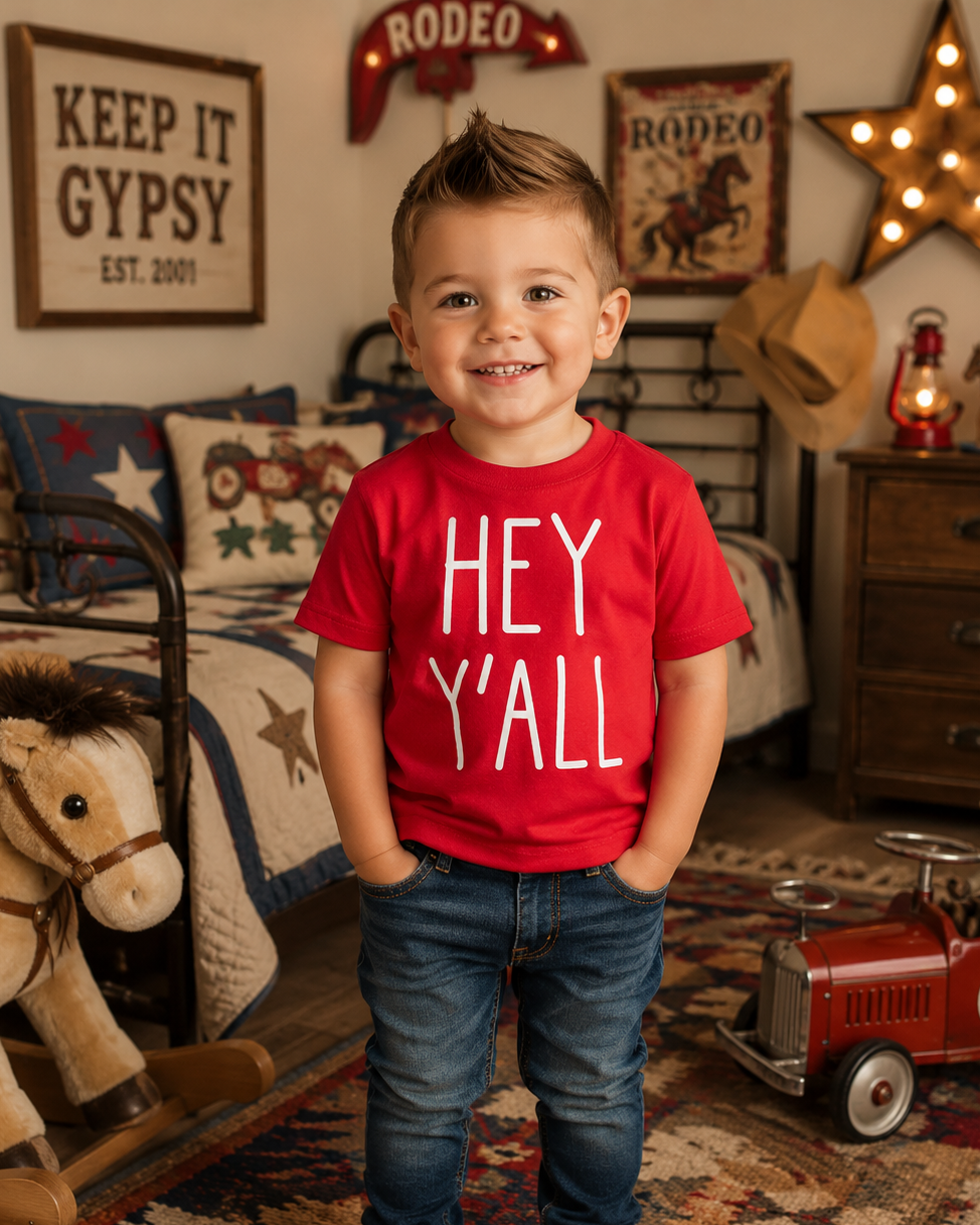 Hey Yall Firetruck Kids Graphic Tee 53K