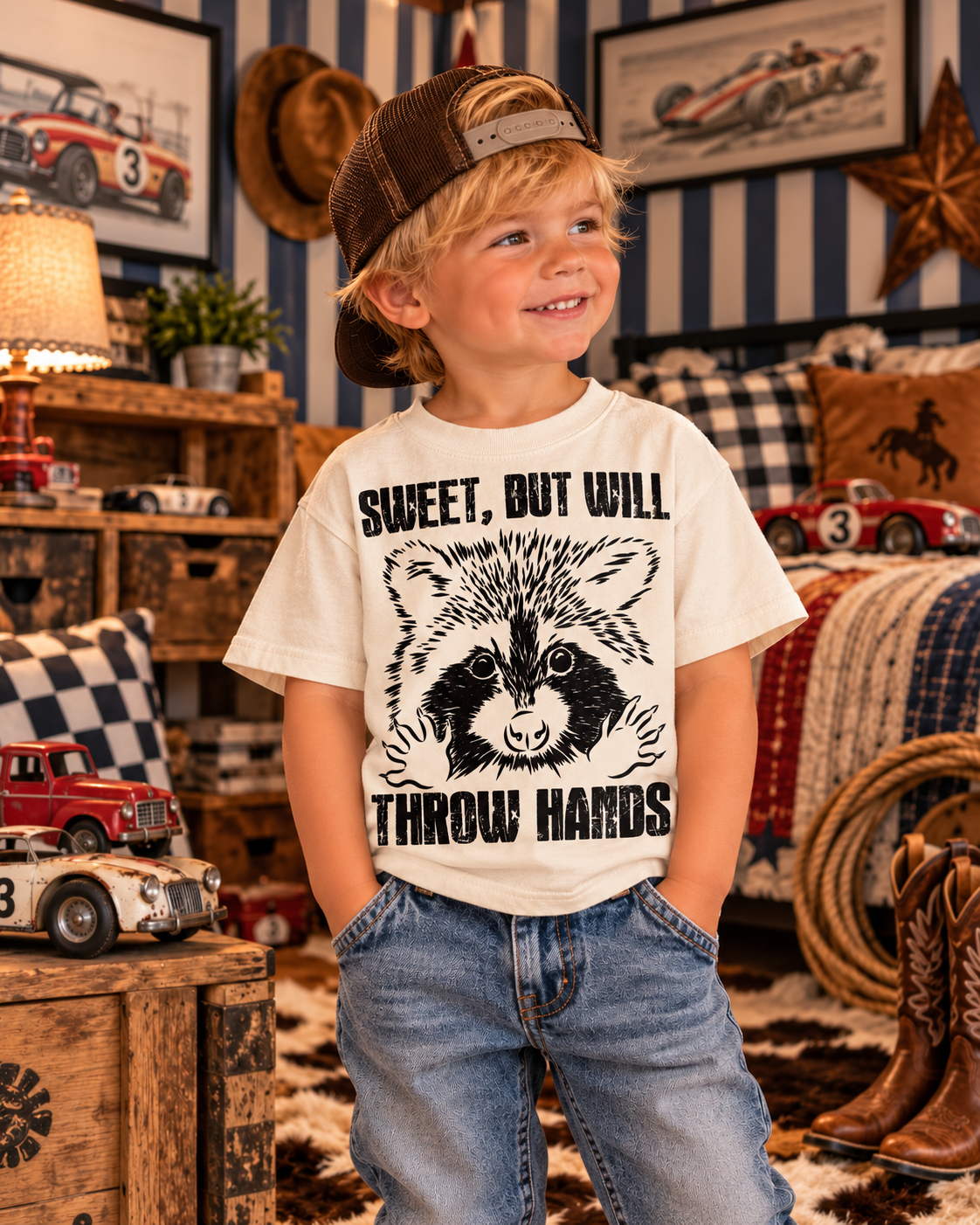 Sweet But Will Thrown Hands Cream Kids Graphic Tee 56K