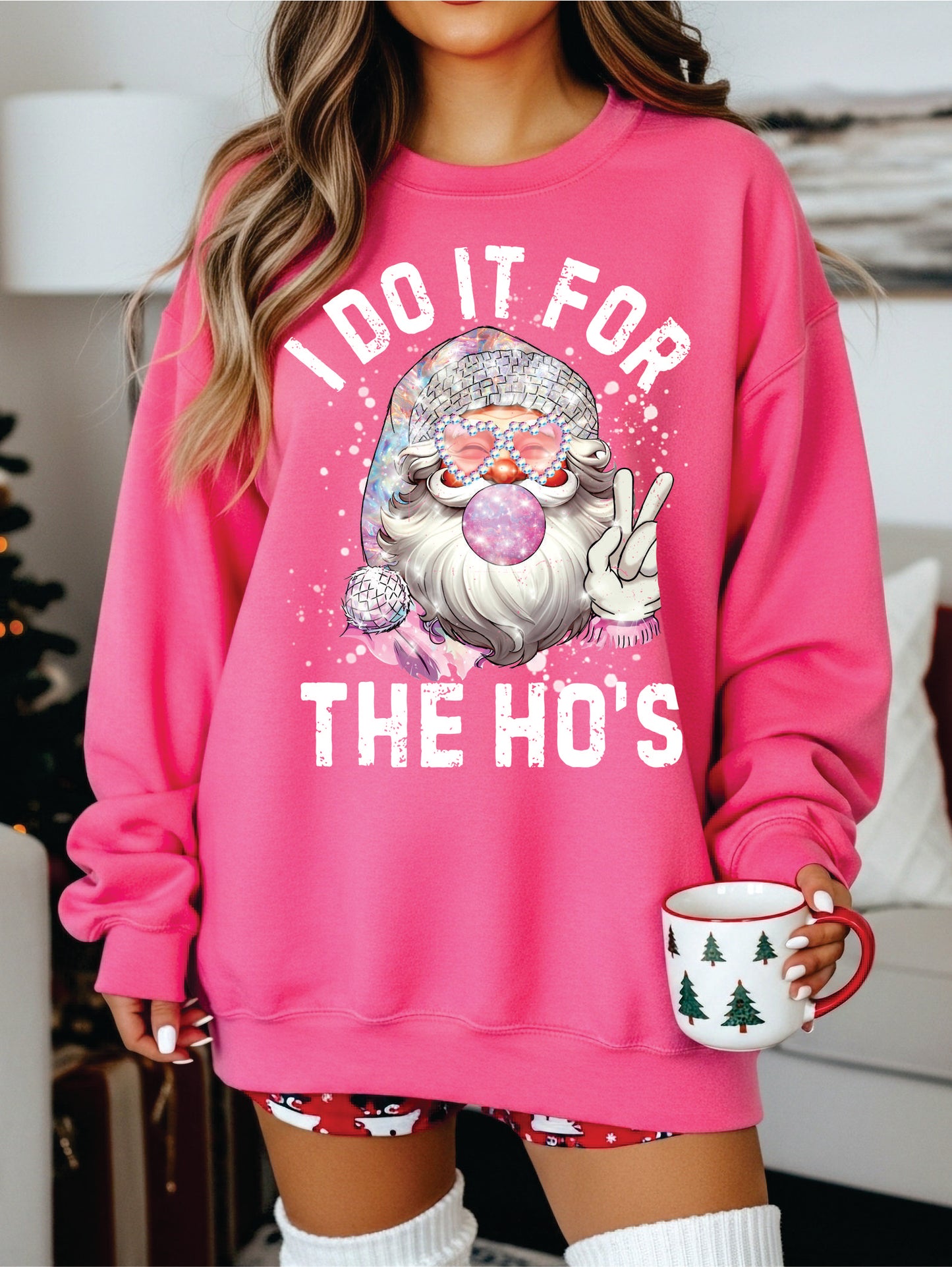 I Do it For the Ho's Pink Crewneck
