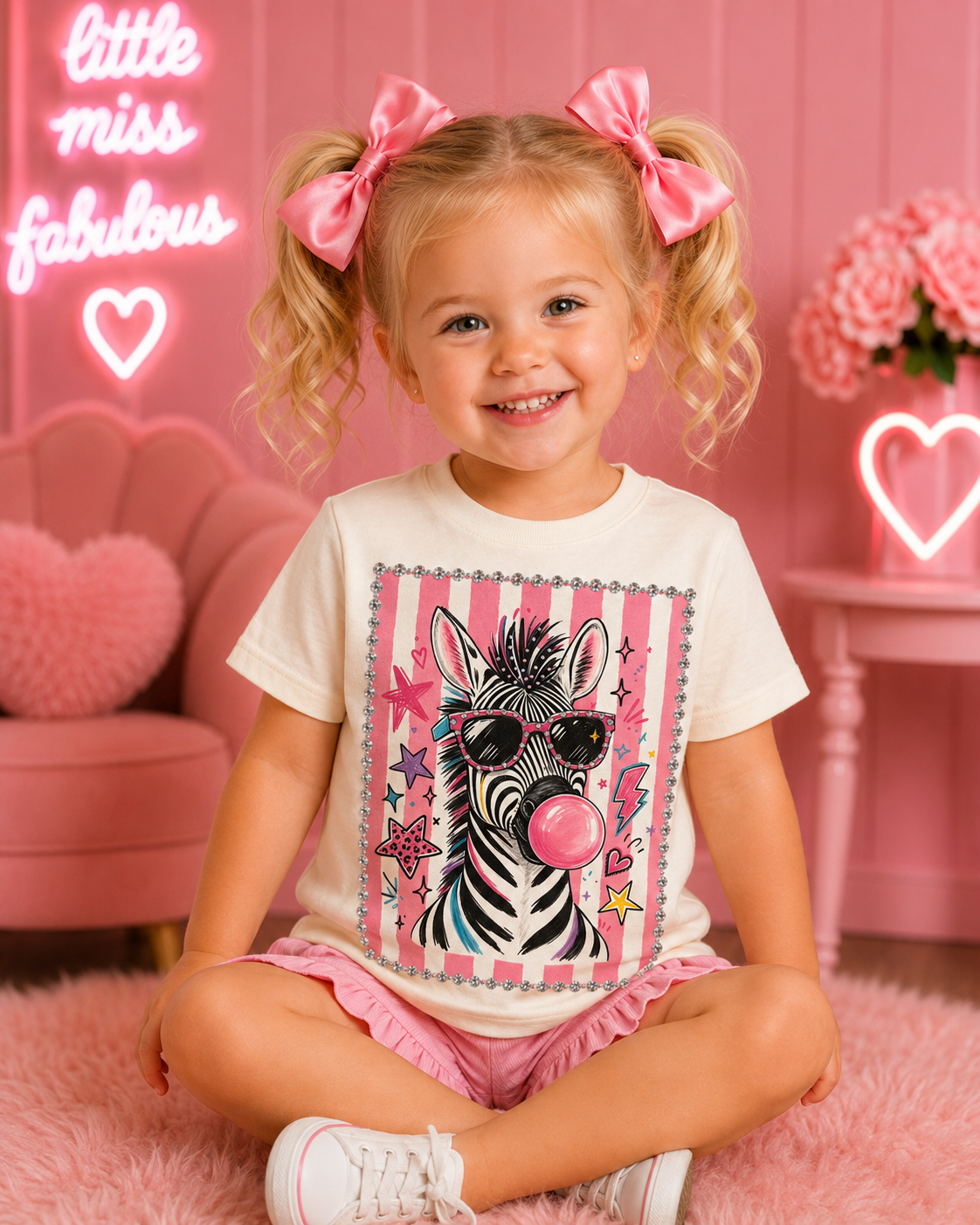 Sassy Zebra Cream Kids Graphic Tee 197K