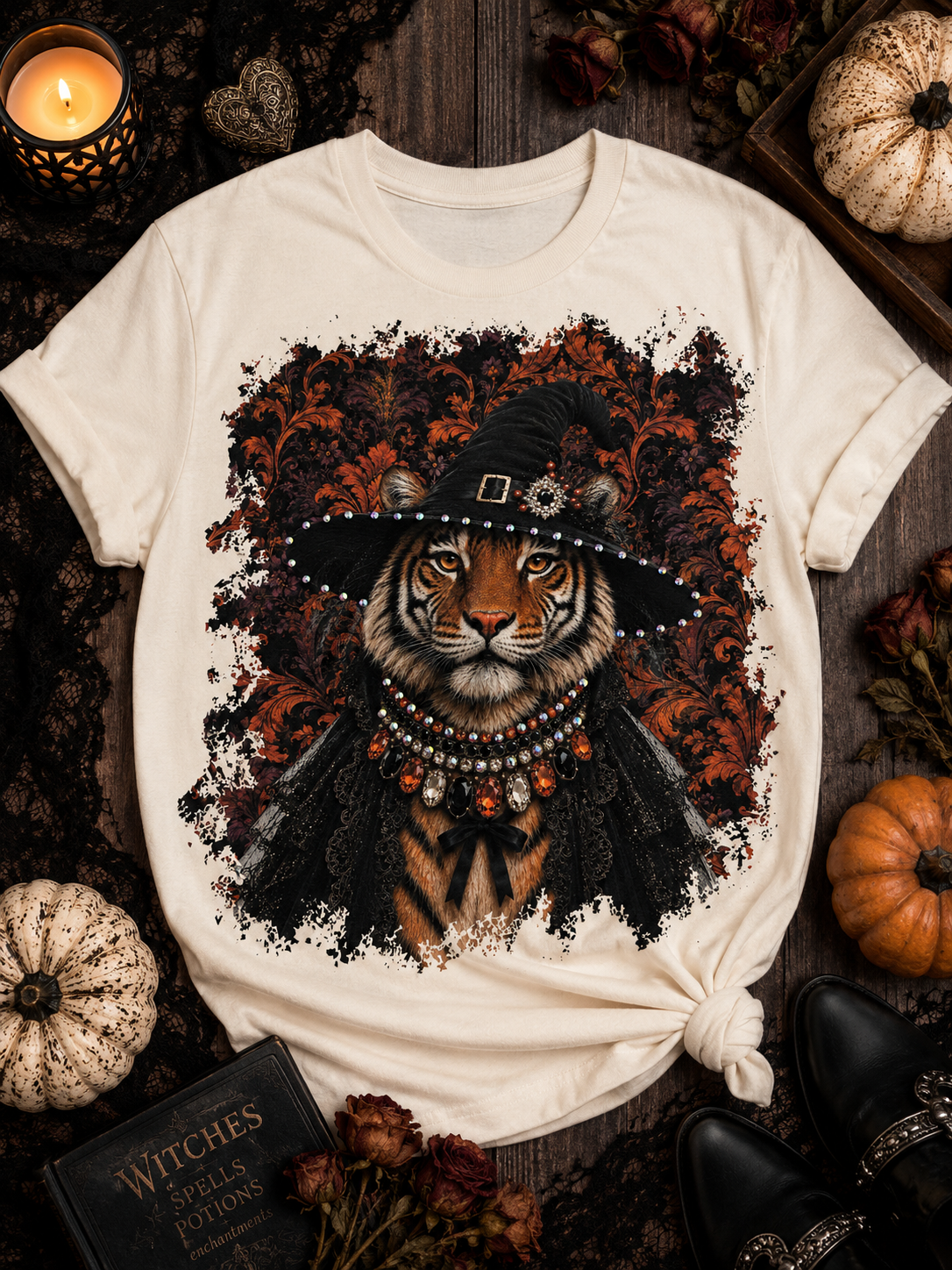 Witchy Tiger Cream Graphic Tee