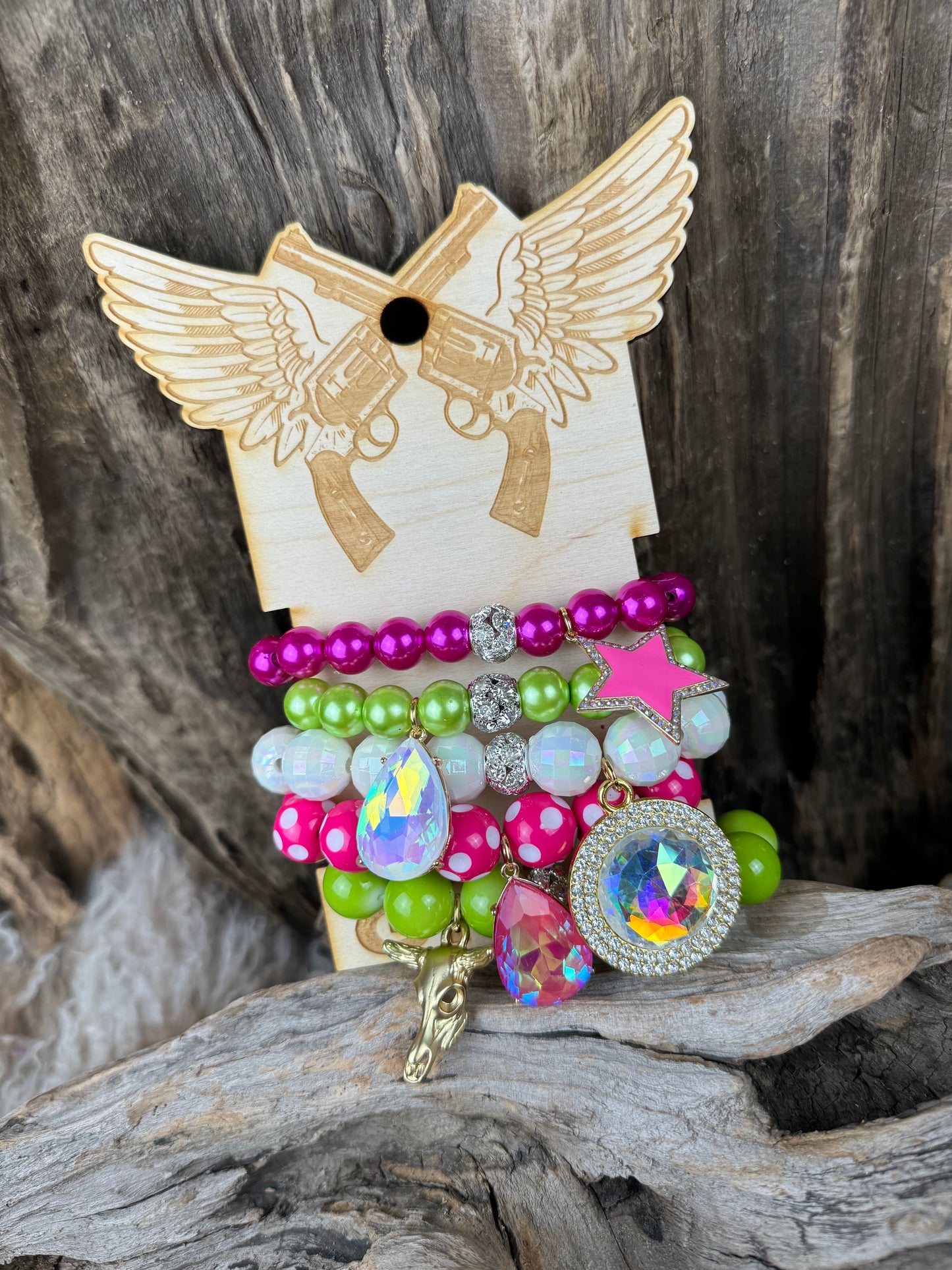 Bracelet Stack Pink Green BS4