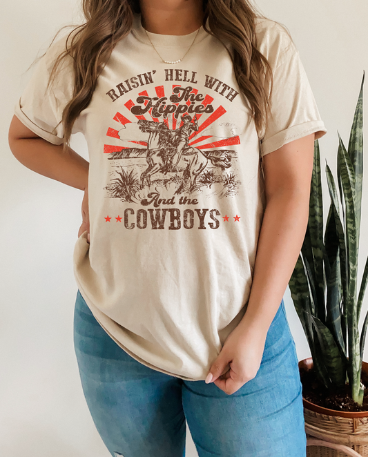 GRAPHIC TEE 356S Raisin Hell with the Hippies and the Cowboys