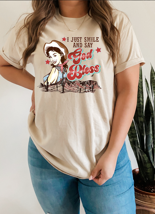 GRAPHIC TEE 219S I just Smile and Say God Bless