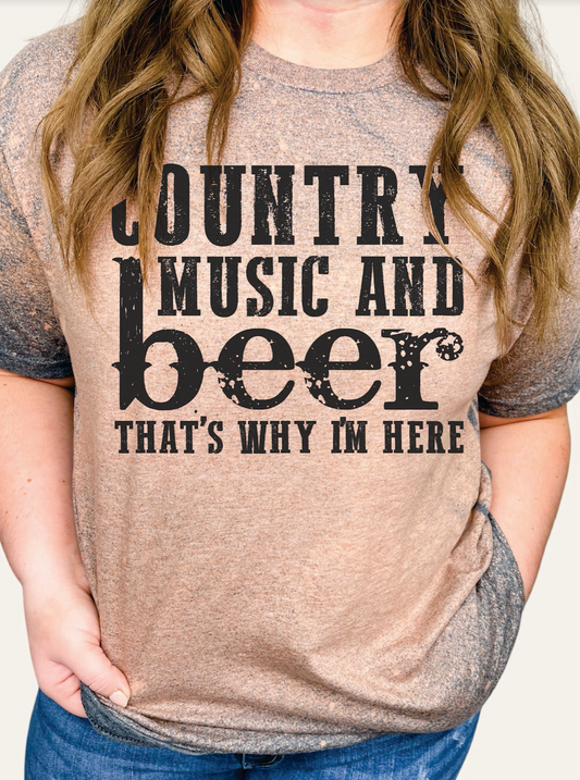 GRAPHIC TEE 304DG Country Music and Beer