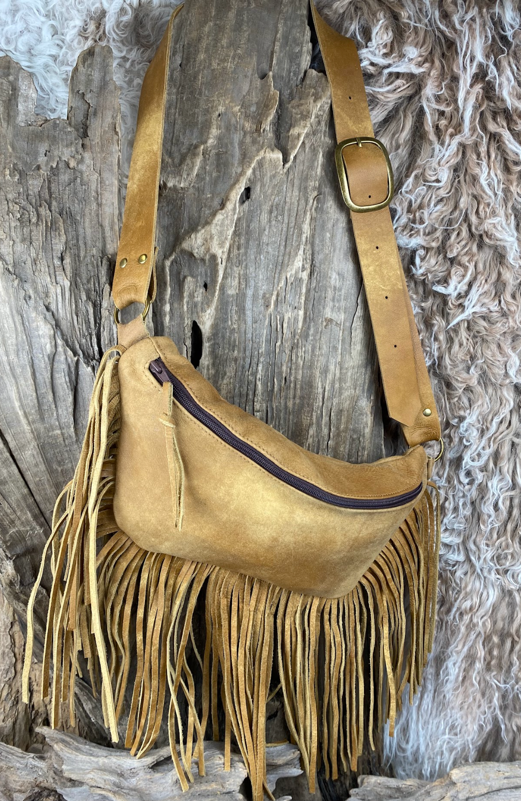 SunsetRidge Bumbag with Fringe Tan