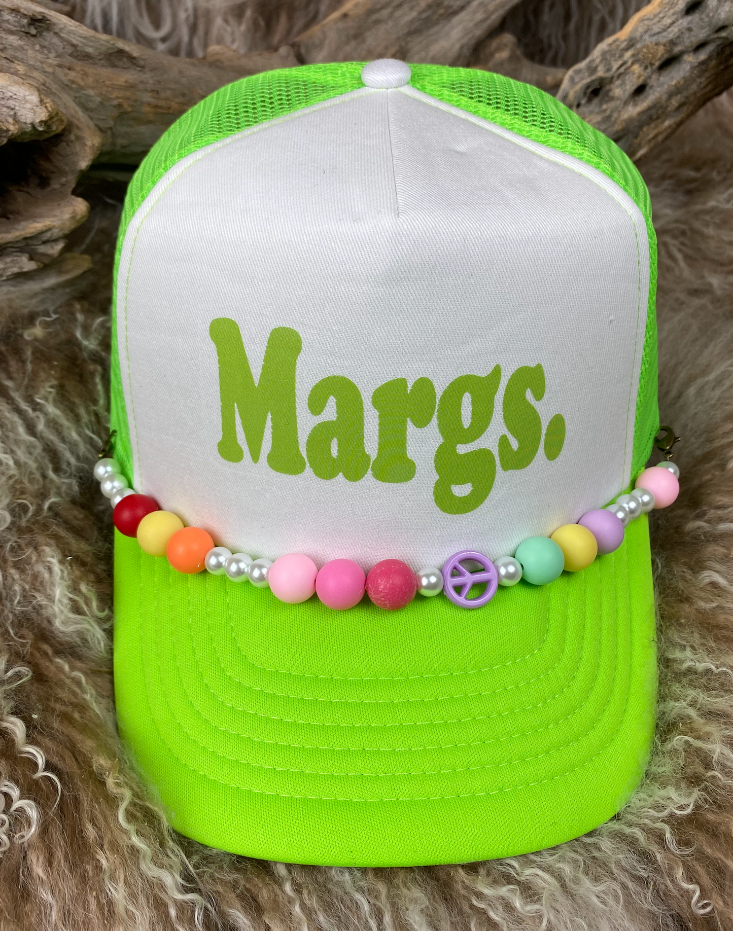 Trucker Ballcap with Beads 16LIMEGRN Margs