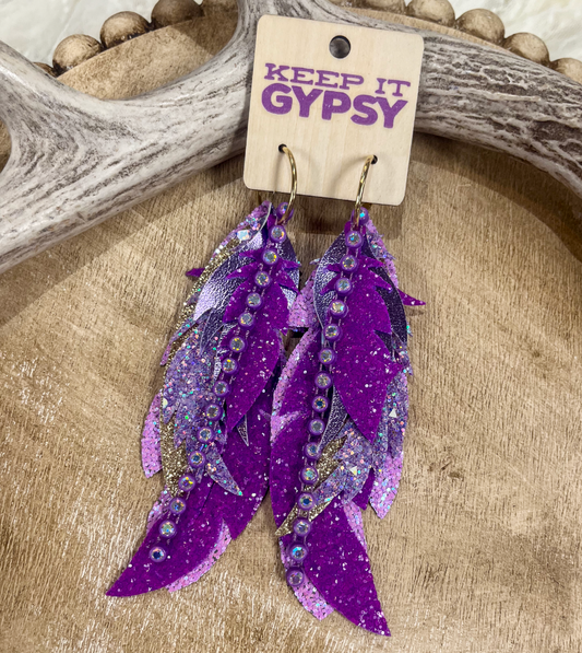 Purple Feather Earrings