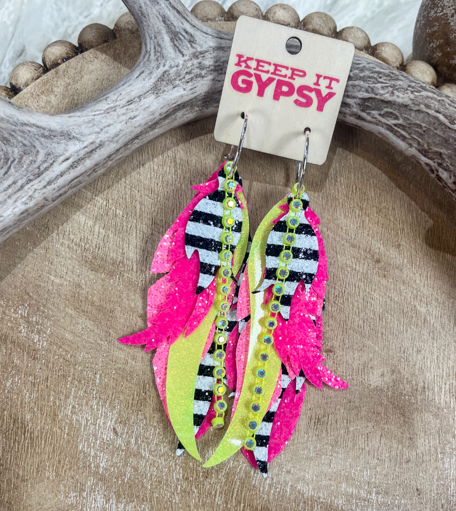 Neon Feather Earrings