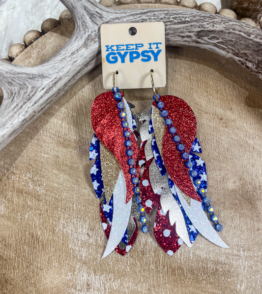 Patriotic Red Feather Earrings