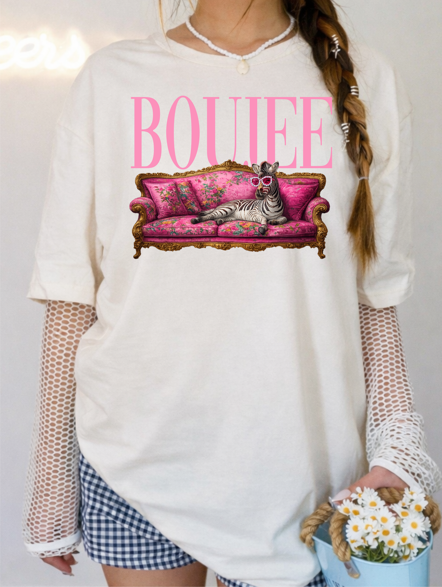 Boujee Zebra Cream Graphic Tee