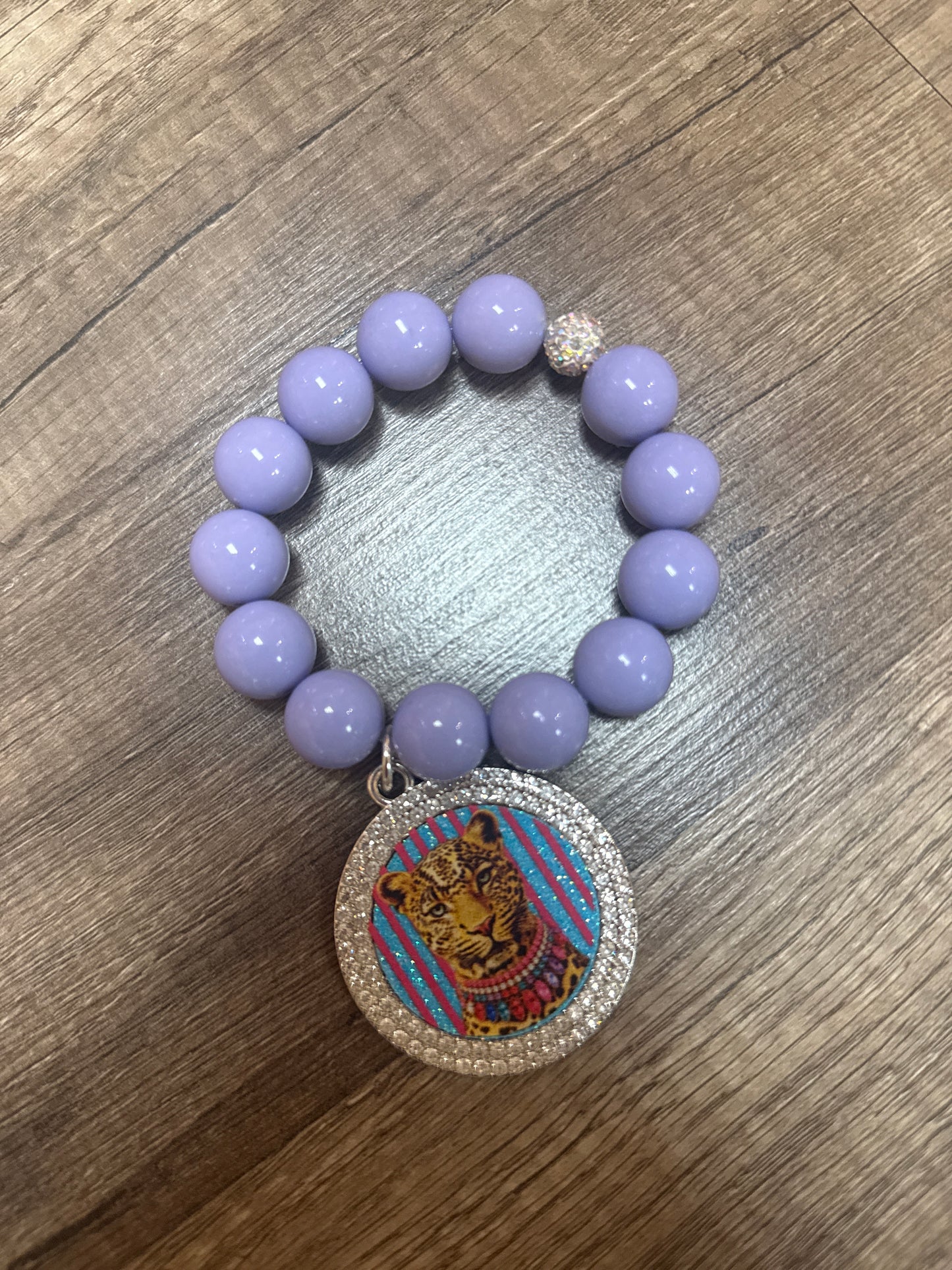 DSP Single Stretch Bracelet with Leopard Purple