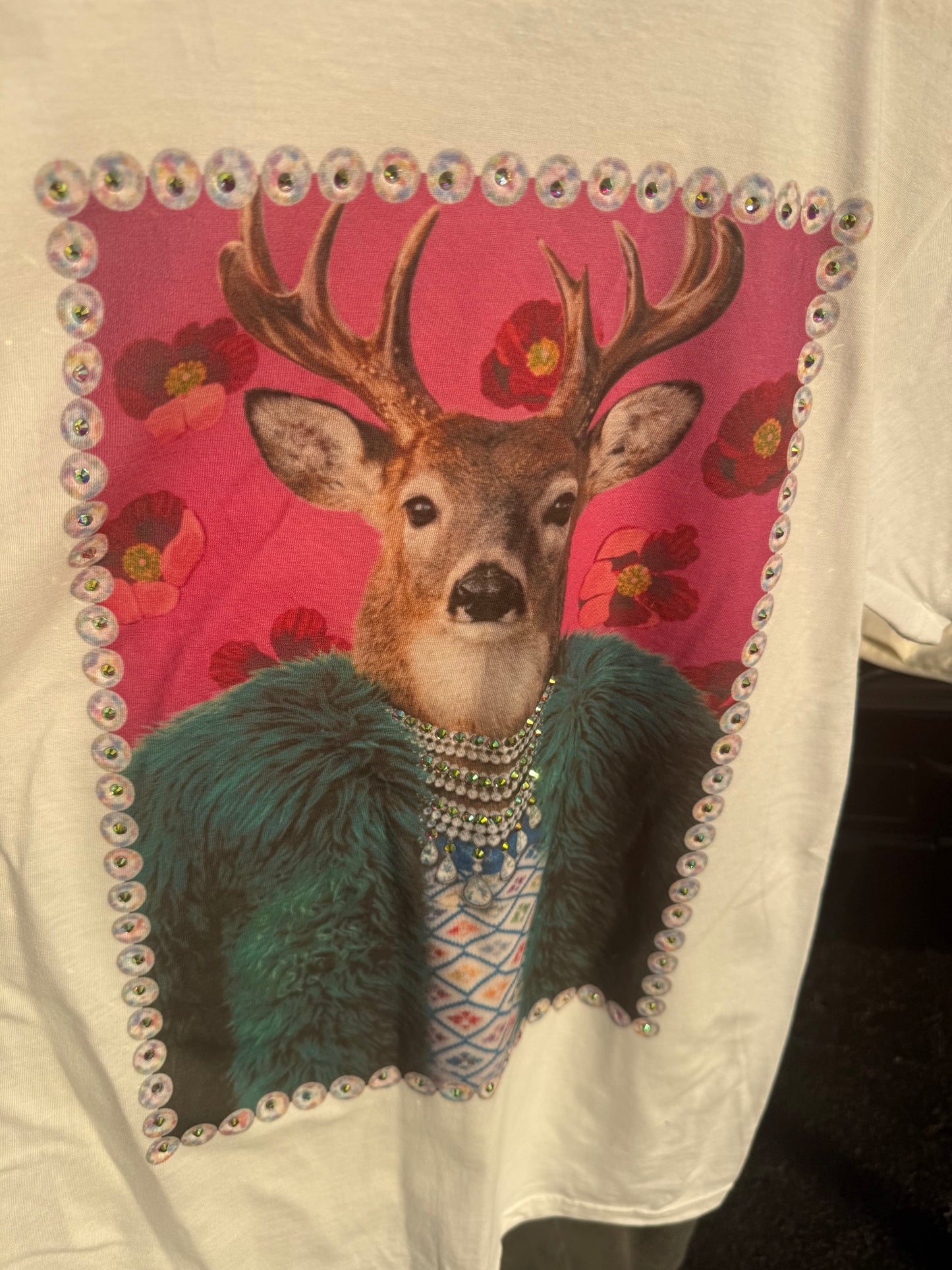 Funky Deer White Graphic Tee