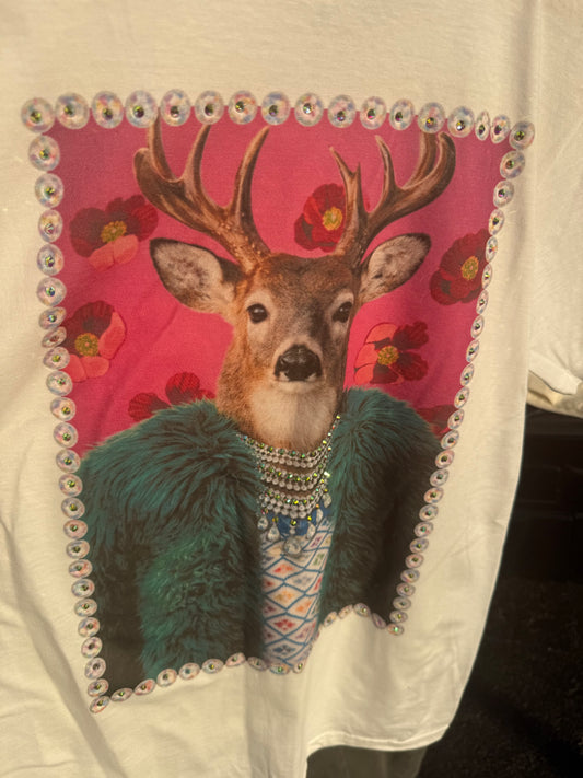 Funky Deer White Graphic Tee