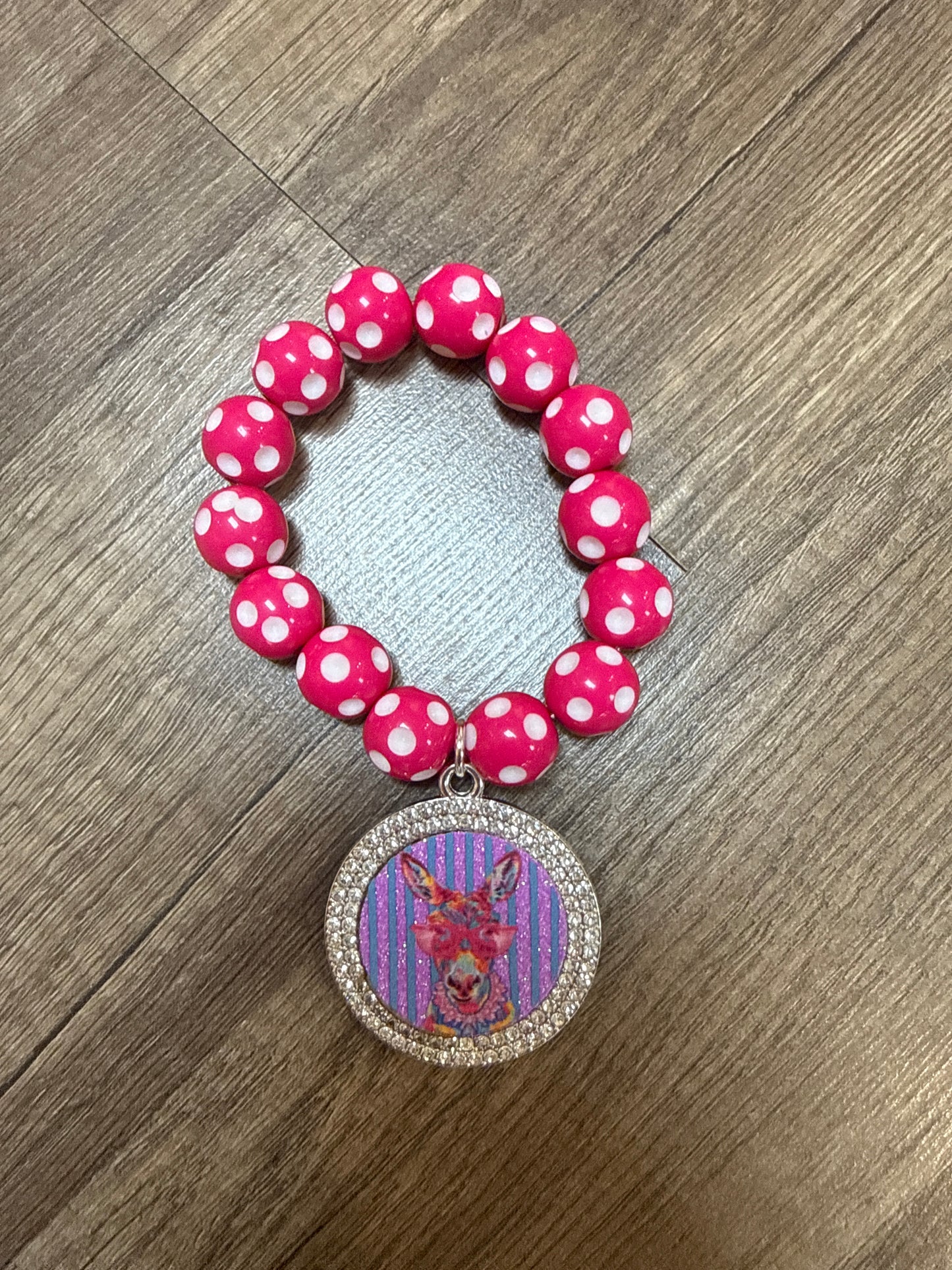 DSP Single Stretch Bracelet with Donkey Pink Dot