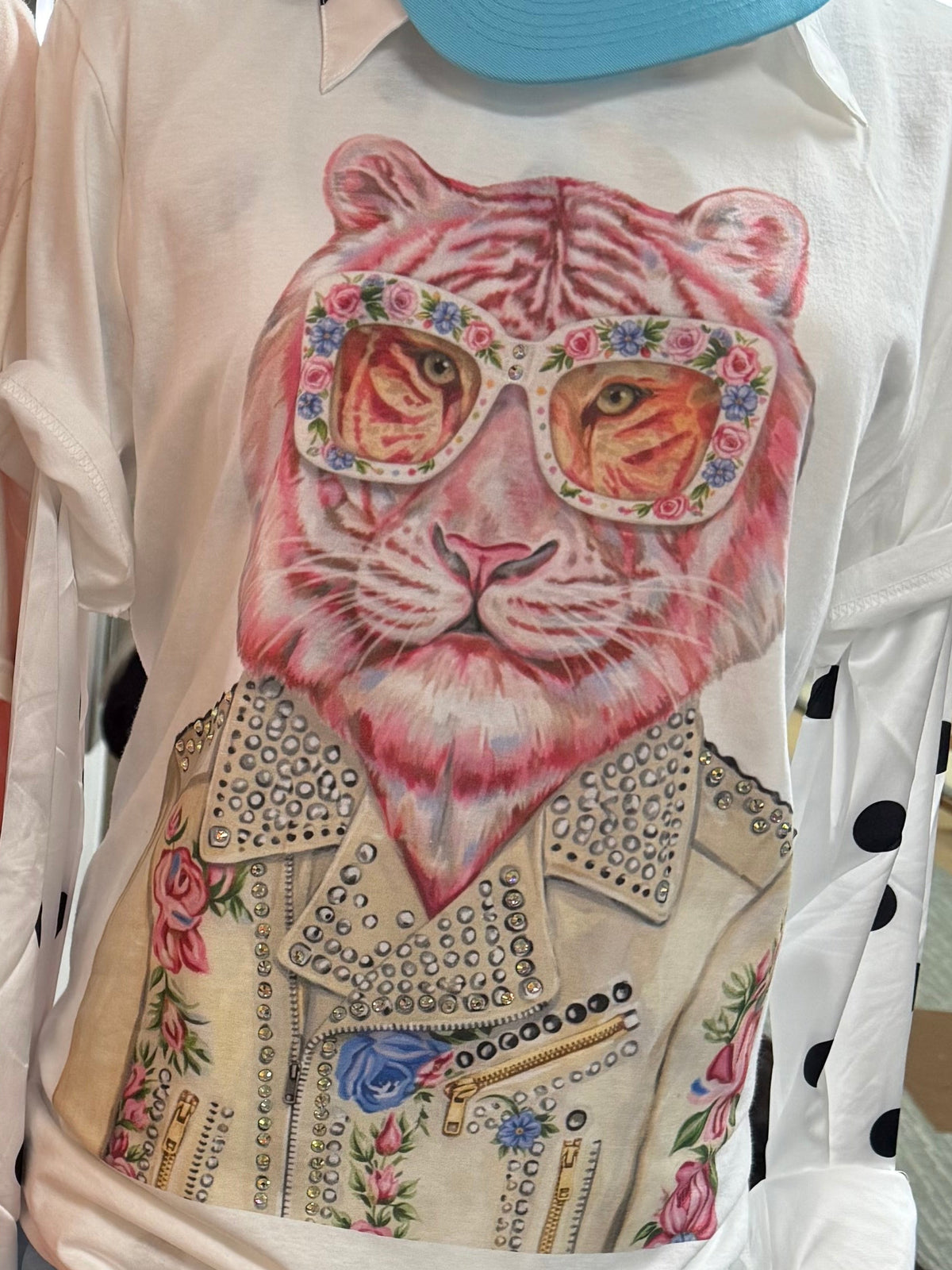 Pink Tiger White Graphic Tee