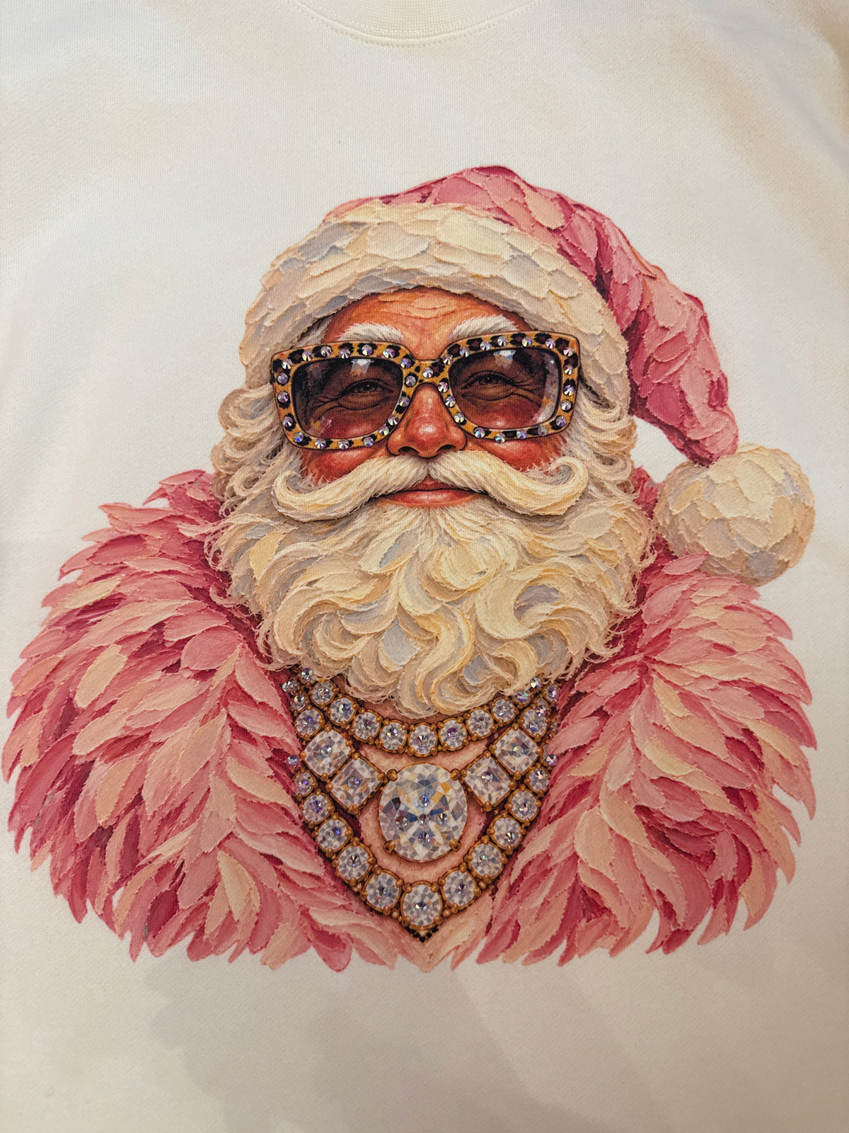 Santa Cream Mom Crop Crewneck 2723