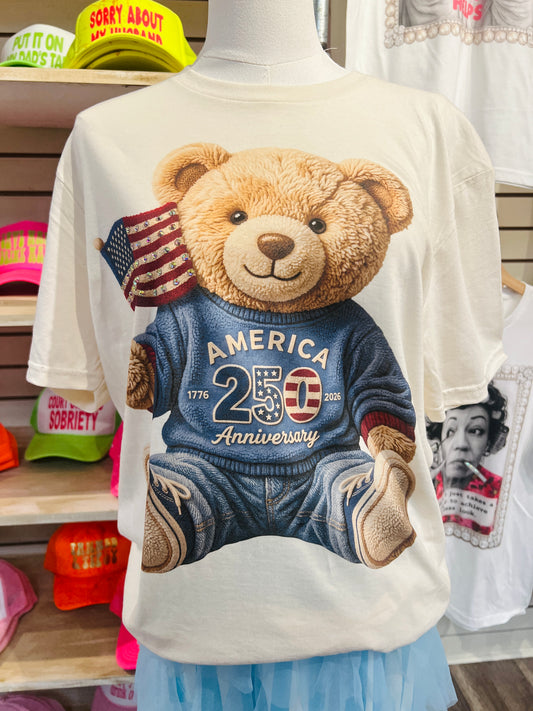 American Teddy Bear Cream Graphic Tee