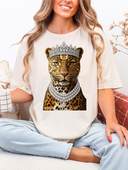 Leopard Crown Cream Graphic Tee