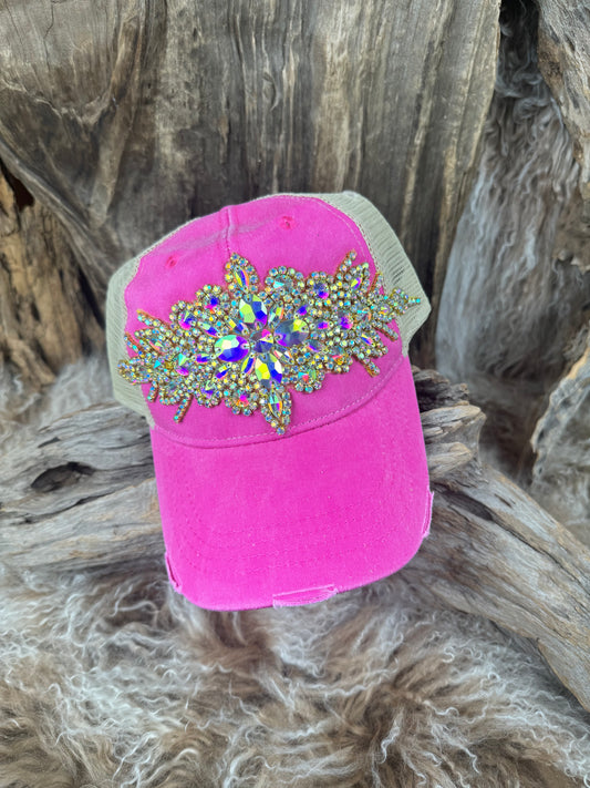 Trucker Cap with Crystals Pink AB