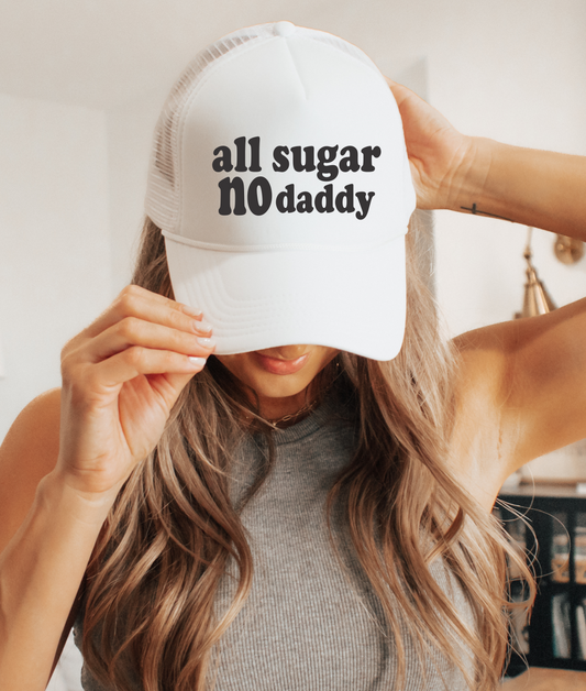 All Sugar No Daddy TRUCKER CAP WHTBLK