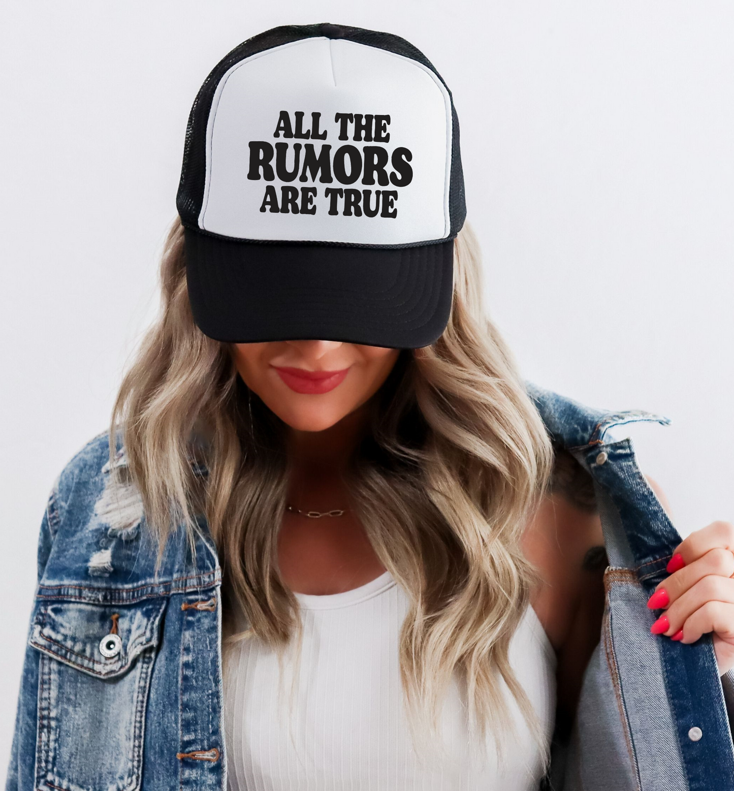 All the Rumors are True TRUCKER CAP BLKWHT