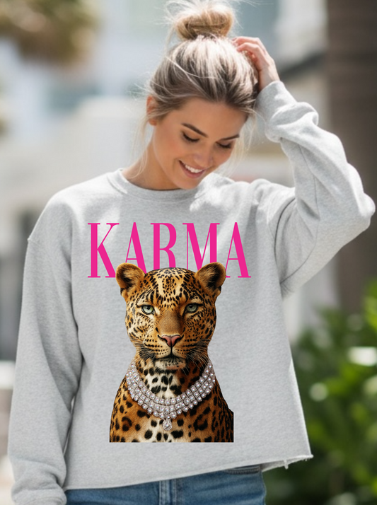 Karma Leopard Mom Crop Crewneck