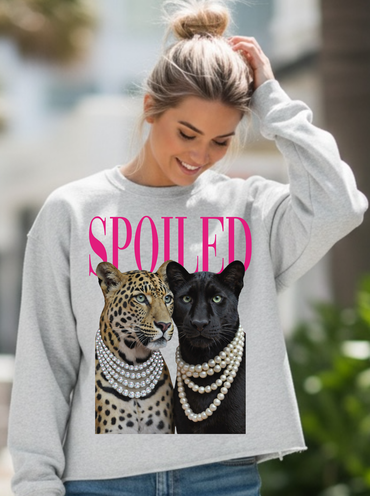 Spoiled Leopard Mom Crop Crewneck