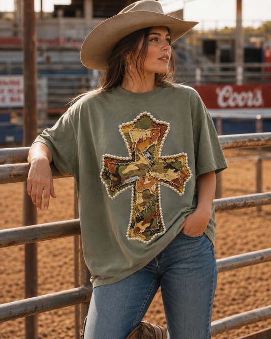 Camo Cross Green Graphic Tee