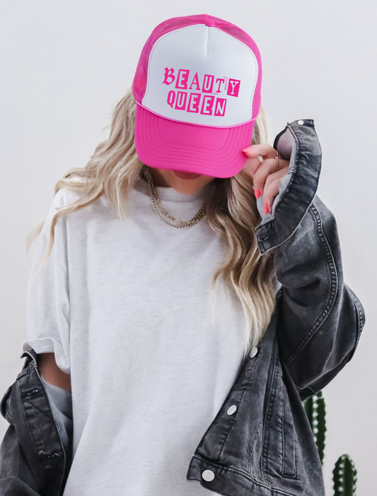 Beauty Queen TRUCKER CAP HOTPNKWHT