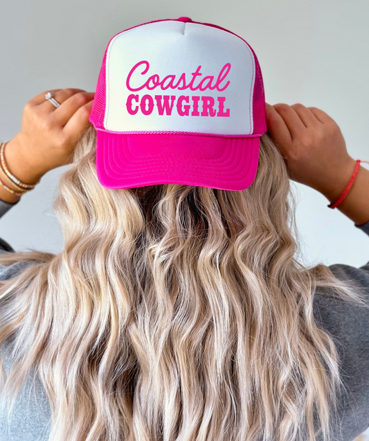 Coastal Cowgirl TRUCKER CAP HOTPNKWHT