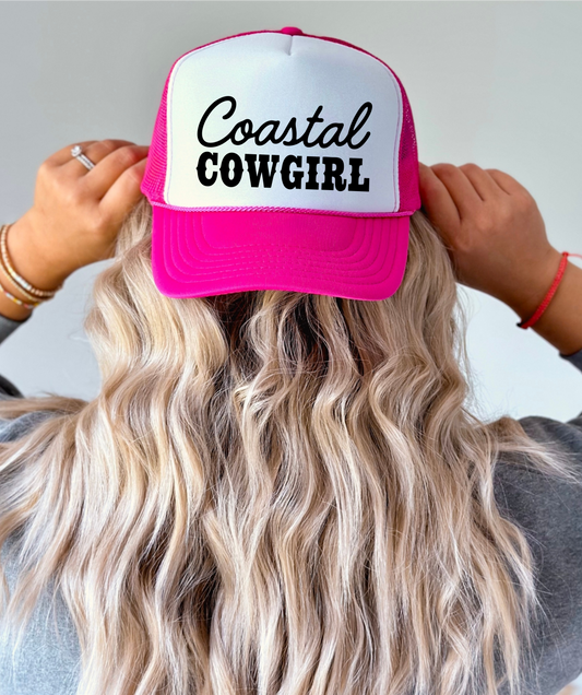 Coastal Cowgirl TRUCKER CAP HOTPNKWHTBLK