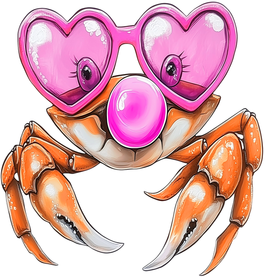 Heart Crab Glasses Cream Graphic Tee