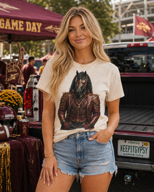 Gameday War Horse Cream Graphic Tee 2123