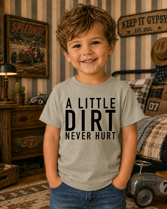 A Little Dirt Never Hurt Army Man Kids Graphic Tee 16K
