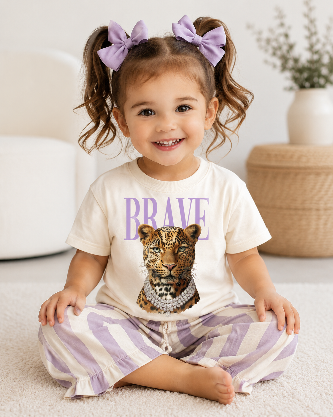 Brave Leopard Cream Kids Graphic Tee 169K