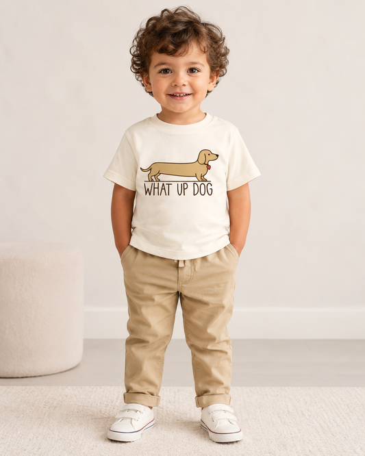 What Up Dog Cream Kids Graphic Tee 63K