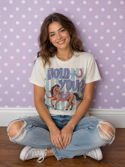 Hold Your Horses Cream Graphic Tee 1154