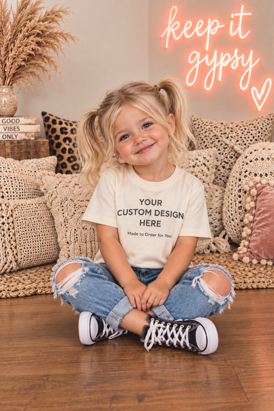 Custom Graphic Cream Tee Toddler and Youth