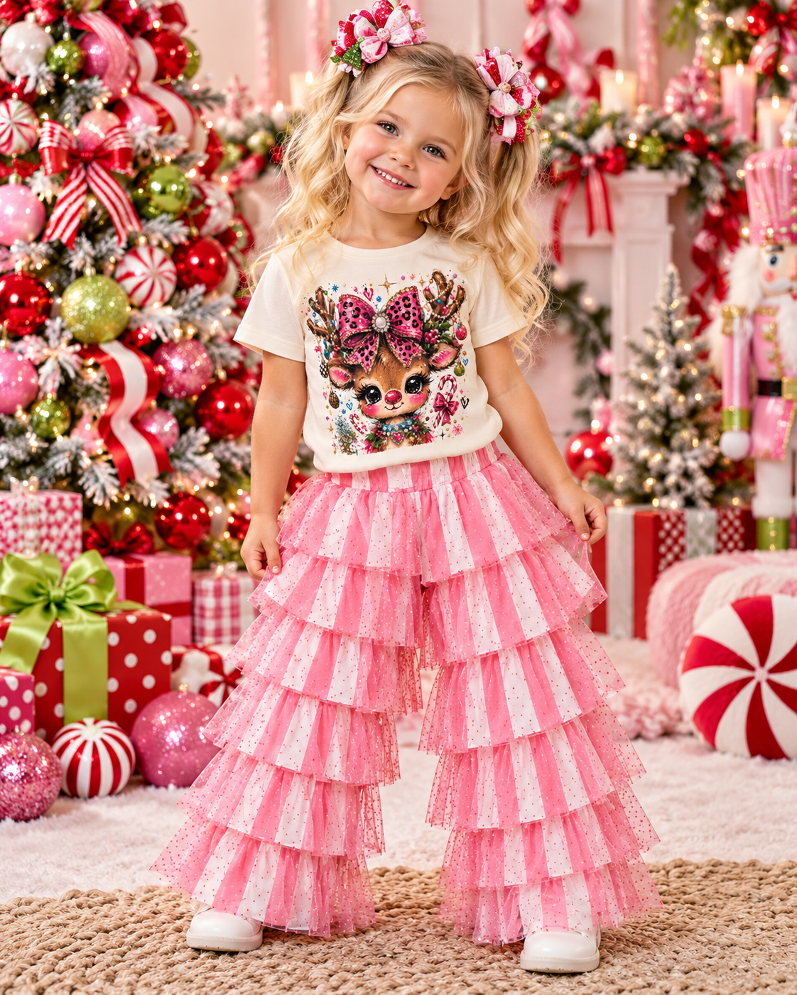 Reindeer Cream Kids Graphic Tee K6