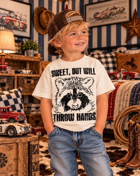 Sweet But Will Thrown Hands Cream Kids Graphic Tee 56K