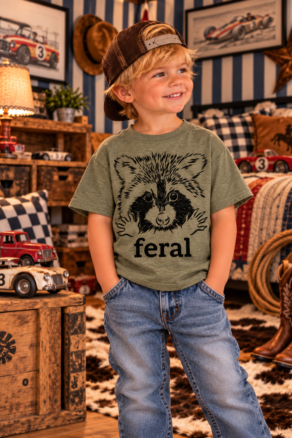 Feral Army Man Kids Graphic Tee 32K
