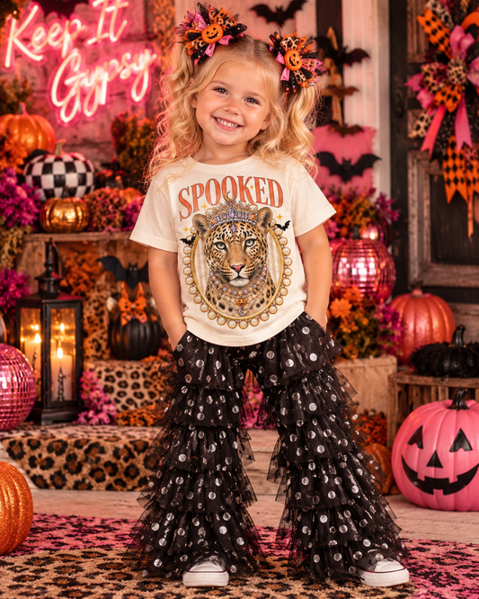 Spooked Leopard Cream Kids Graphic Tee H2