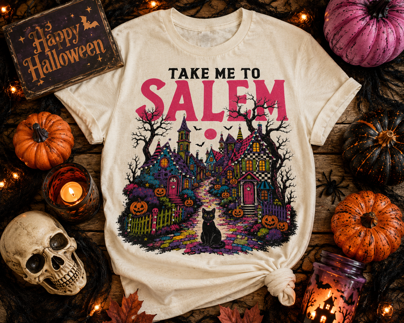 Take Me To Salem Cream Graphic Tee 2096