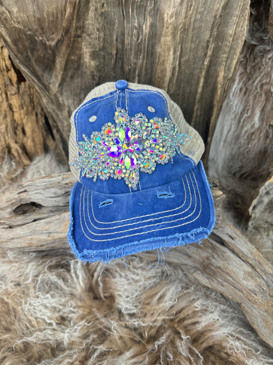 Trucker Cap with Crystals Blue AB