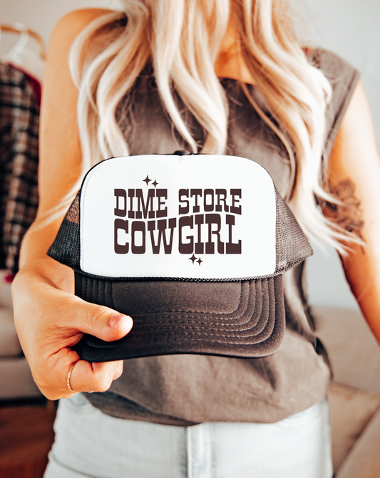 DimeStore Cowgirl TRUCKER CAP BWNWHT